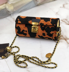 Designer Sling Bag - Orange Black With Box