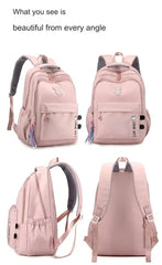 Pink Student Schoolbag Junior High School Boys and Girls Backpack 1688-12 GALAXY BAGS