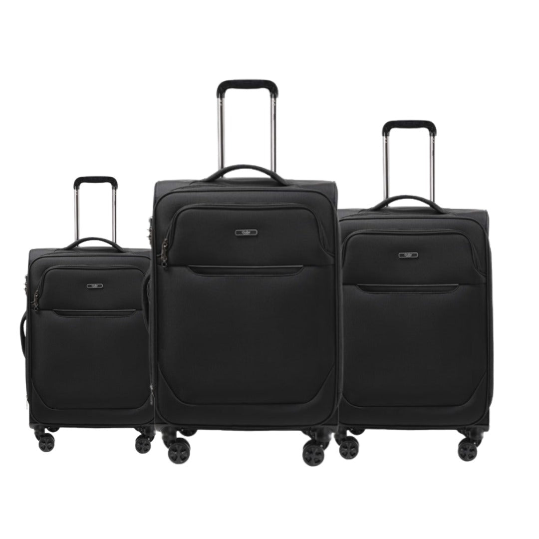 Black Goby London Carry-On Luggage Suitcase 3Pcs Sets On Wheels Oxford Luggage 3006 GALAXY BAGS