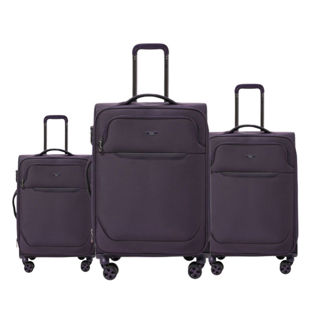 Purple  Goby London Carry-On Luggage Suitcase 3Pcs Sets On Wheels Oxford Luggage 3006 GALAXY BAGS