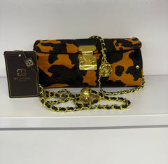 Designer Sling Bag - Orange Black With Box