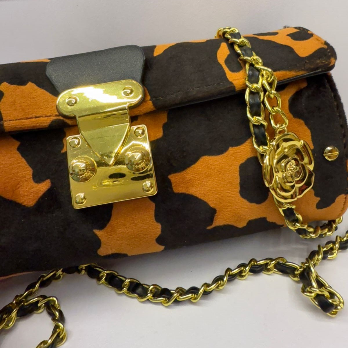 Designer Sling Bag - Orange Black With Box