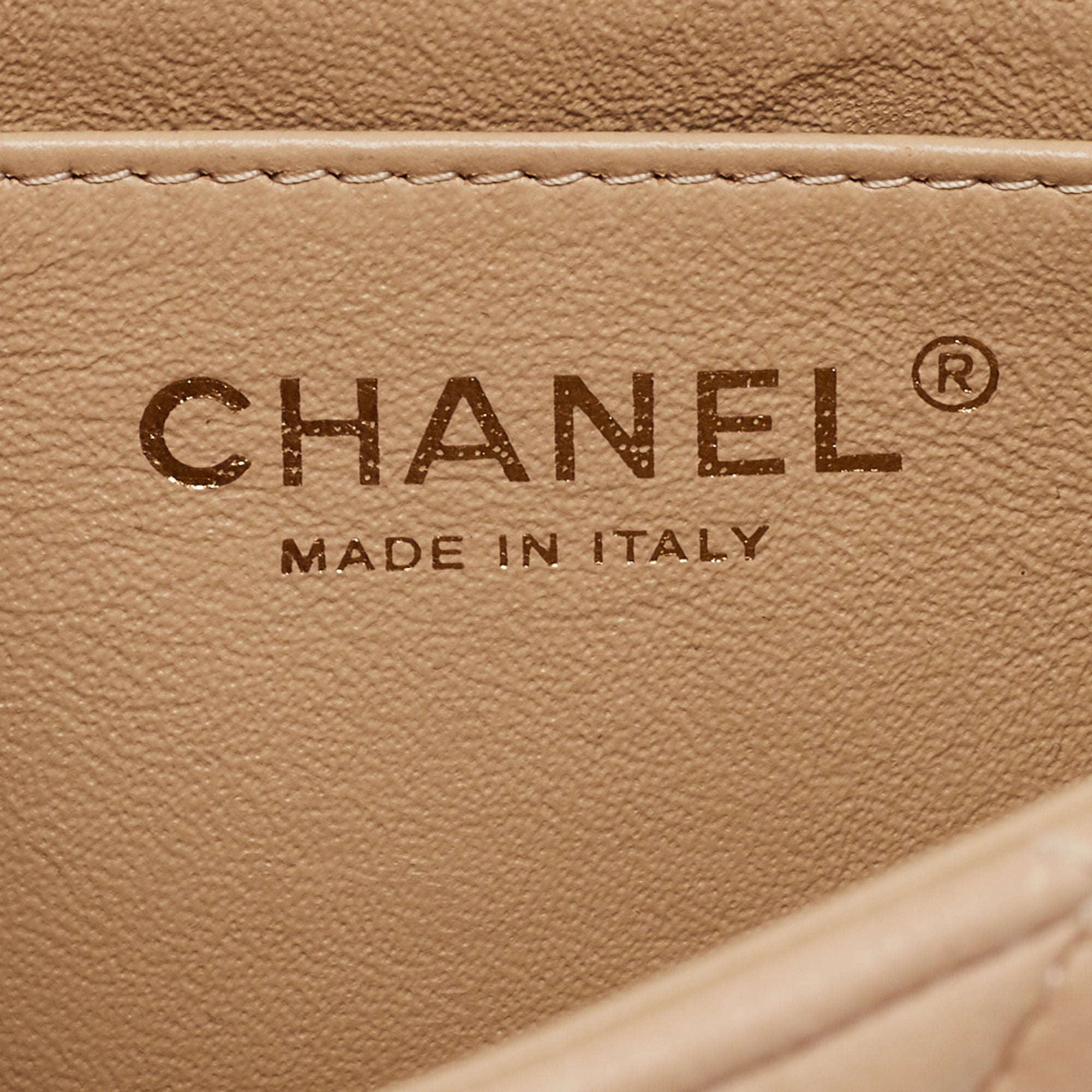 Chanel Beige Leather Gold Hardware Mini Square Flap Bag