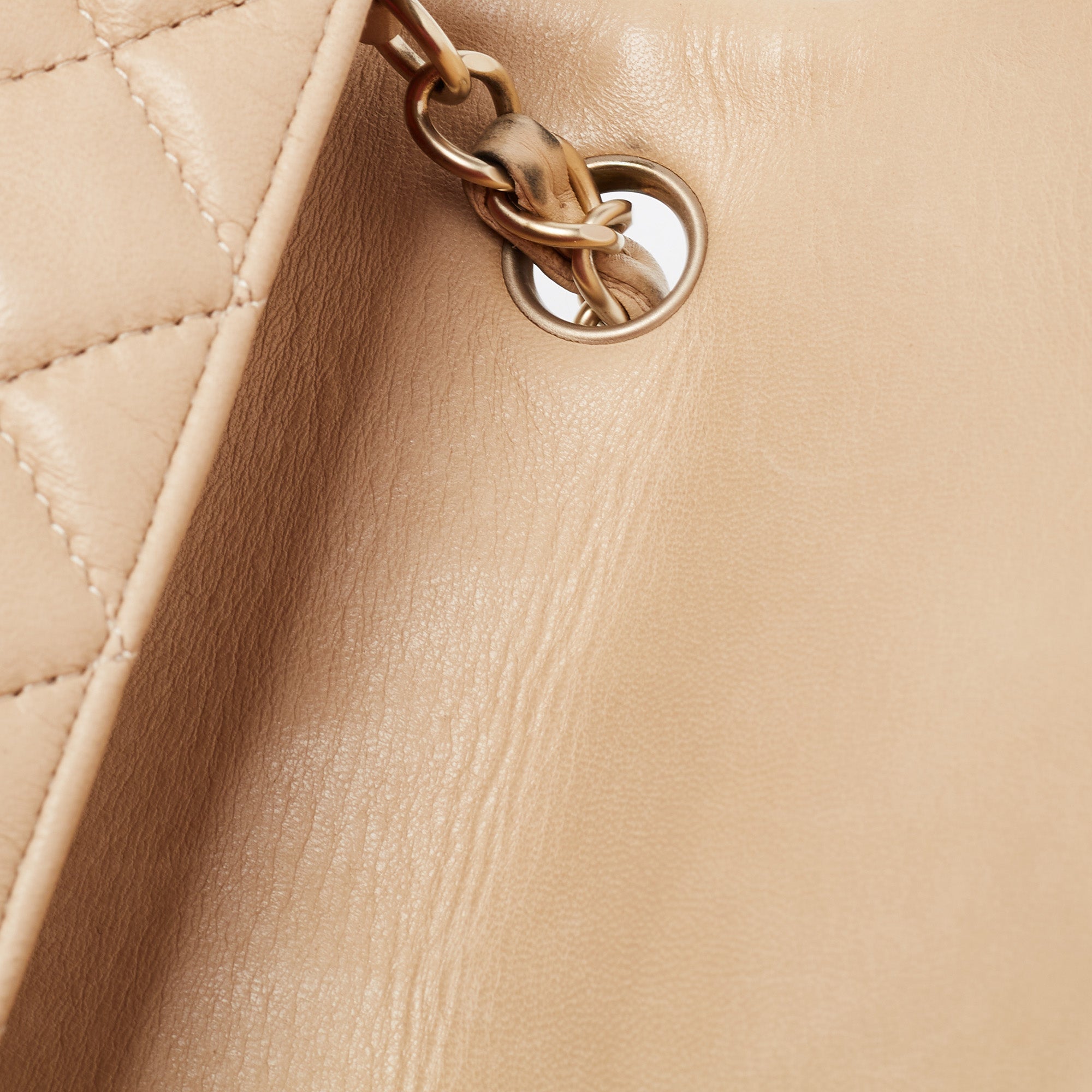 Chanel Beige Leather Gold Hardware Mini Square Flap Bag
