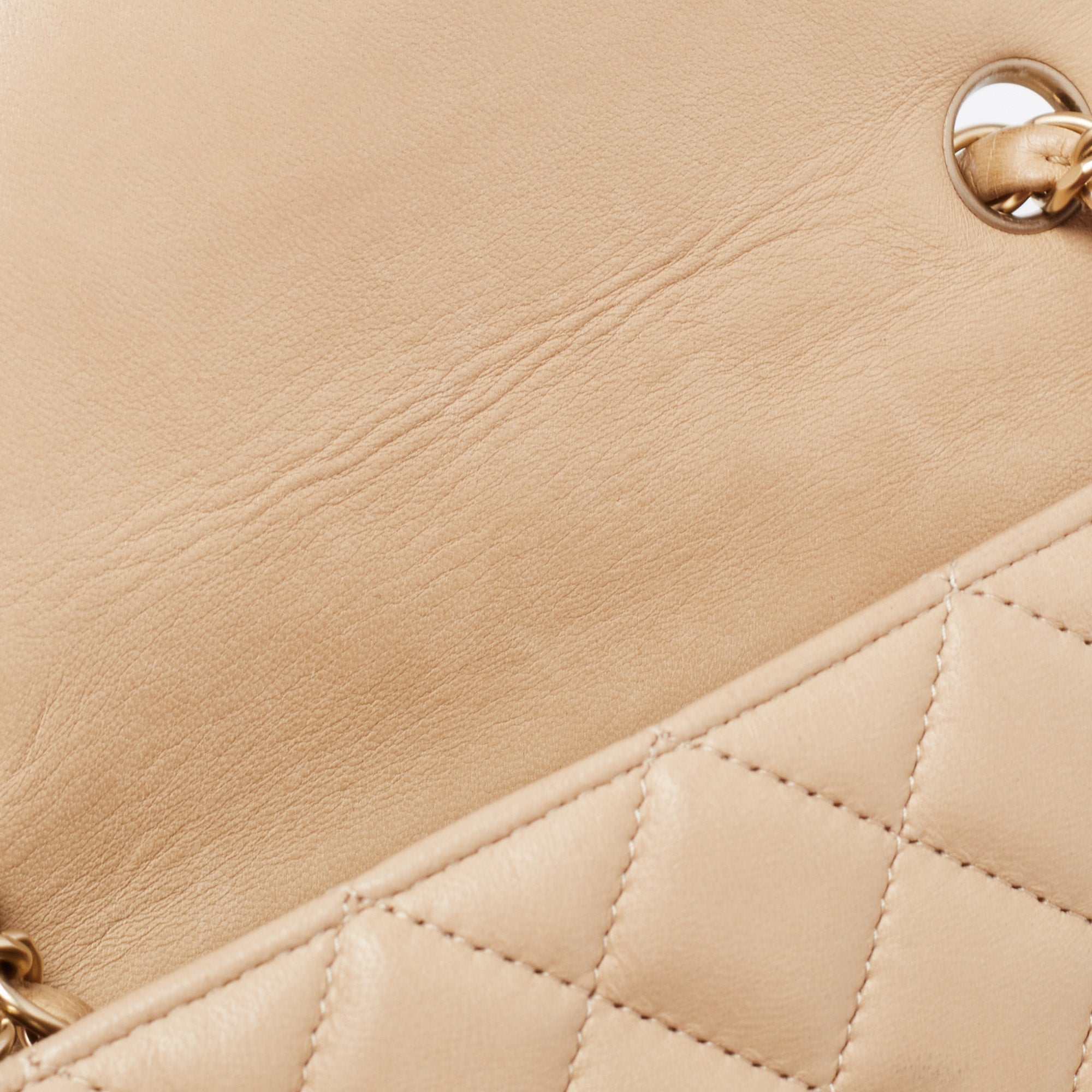 Chanel Beige Leather Gold Hardware Mini Square Flap Bag