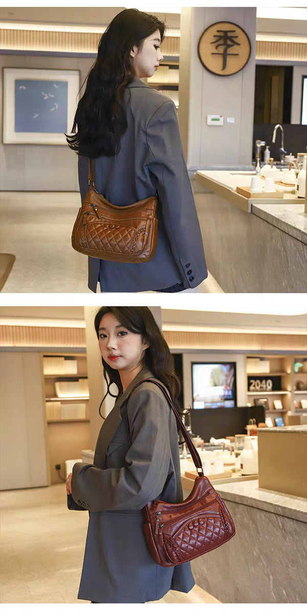 Soft leather women's bag, new style, fashionable and versatile bag, large capacity, trendy shoulder crossbody bag 8028