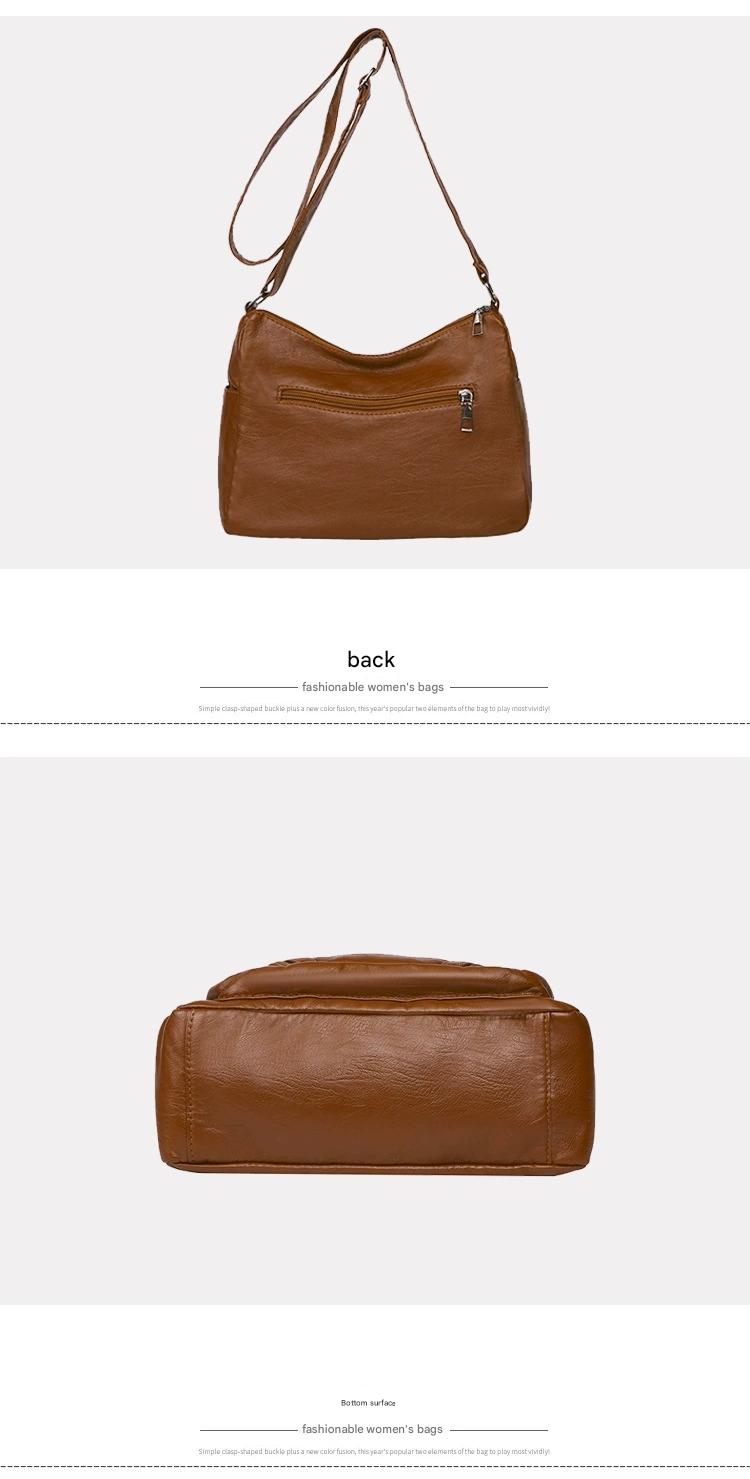 Fashionable Shoulder Bag, Retro Style Soft Leather Mother's Bag, Casual Shopping, Lightweight Crossbody Bag 8023