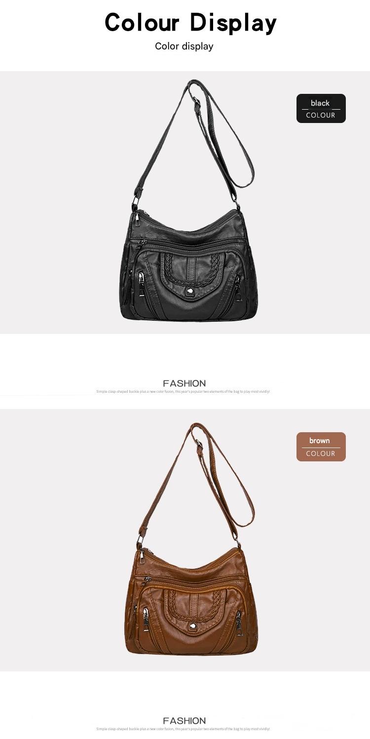 Fashionable Shoulder Bag, Retro Style Soft Leather Mother's Bag, Casual Shopping, Lightweight Crossbody Bag 8023