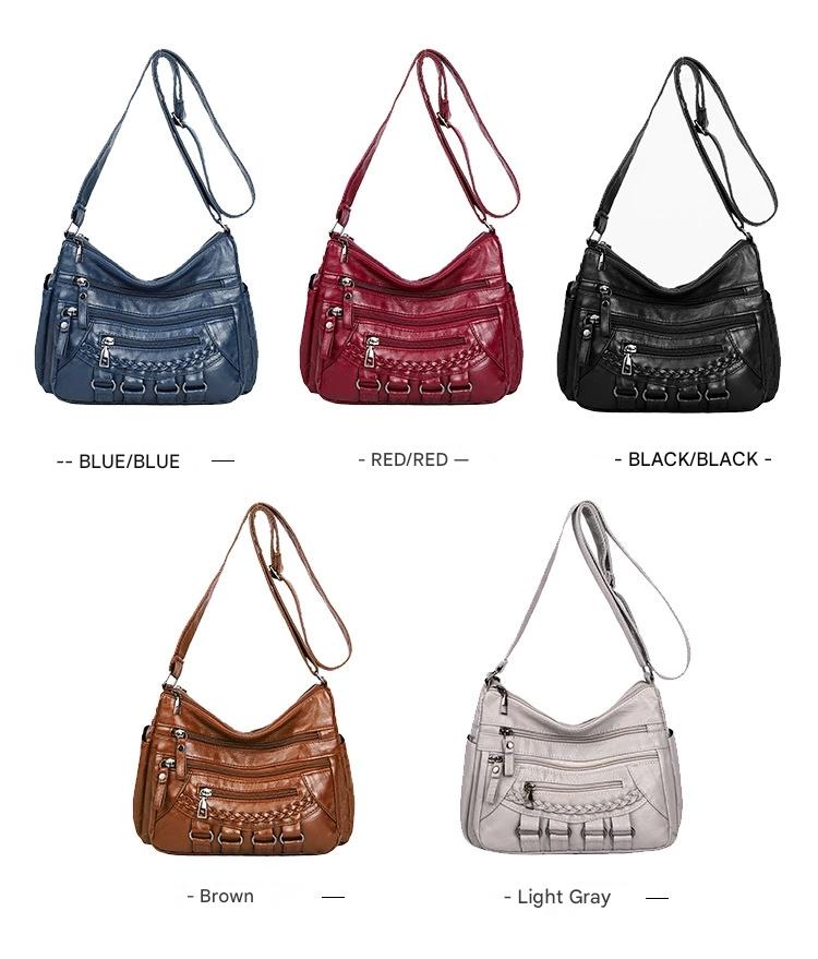 Soft Leather Bag Women's All-match Middle-aged Large Capacity Shoulder Crossbody Bag for Women 8020