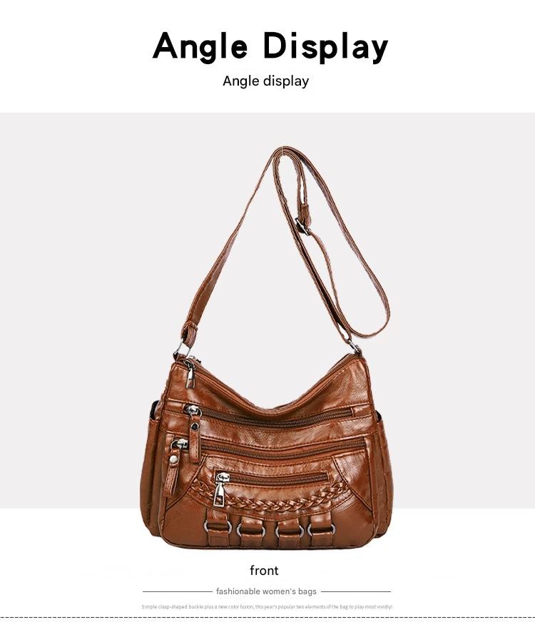 Soft Leather Bag Women's All-match Middle-aged Large Capacity Shoulder Crossbody Bag for Women 8020