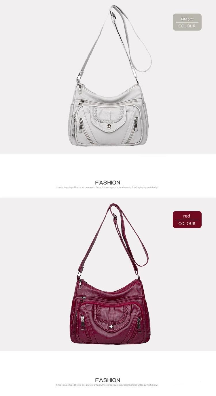 Fashionable Shoulder Bag, Retro Style Soft Leather Mother's Bag, Casual Shopping, Lightweight Crossbody Bag 8023