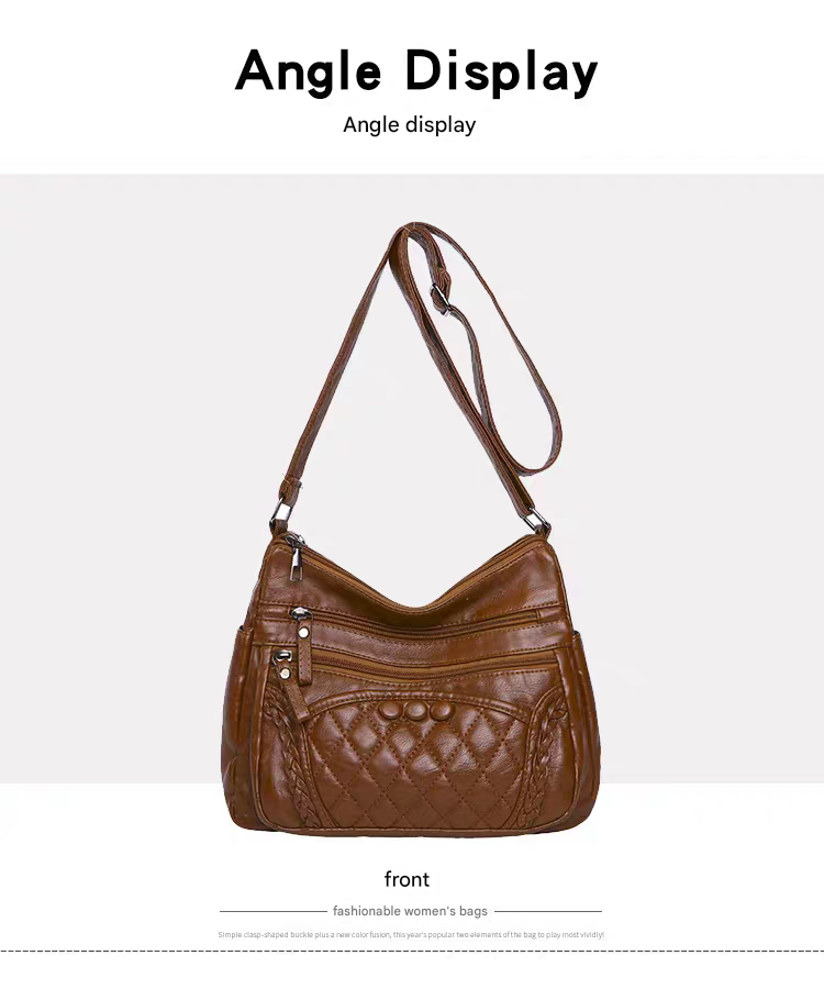 Soft leather women's bag, new style, fashionable and versatile bag, large capacity, trendy shoulder crossbody bag 8028