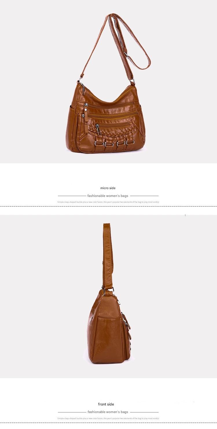 Soft Leather Bag Women's All-match Middle-aged Large Capacity Shoulder Crossbody Bag for Women 8020