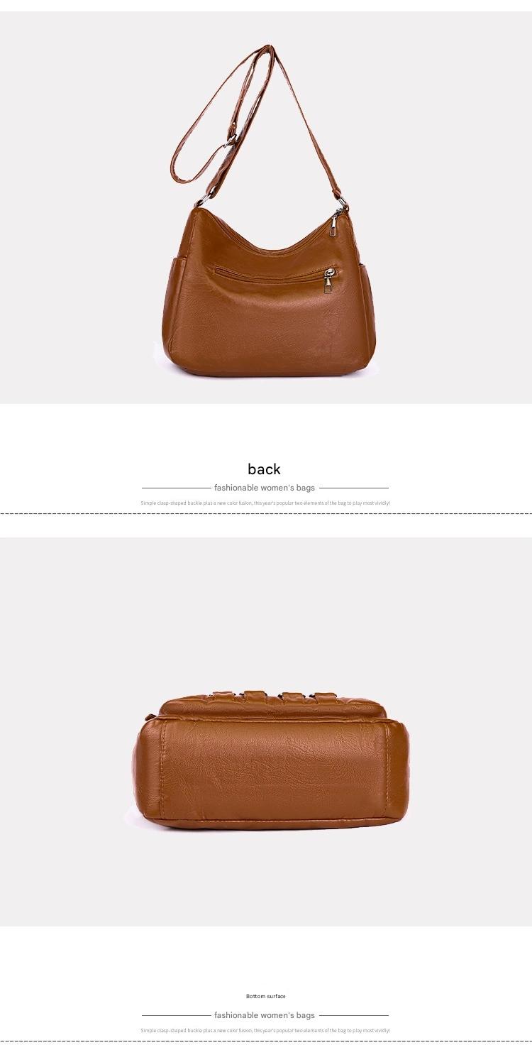 Soft Leather Bag Women's All-match Middle-aged Large Capacity Shoulder Crossbody Bag for Women 8020