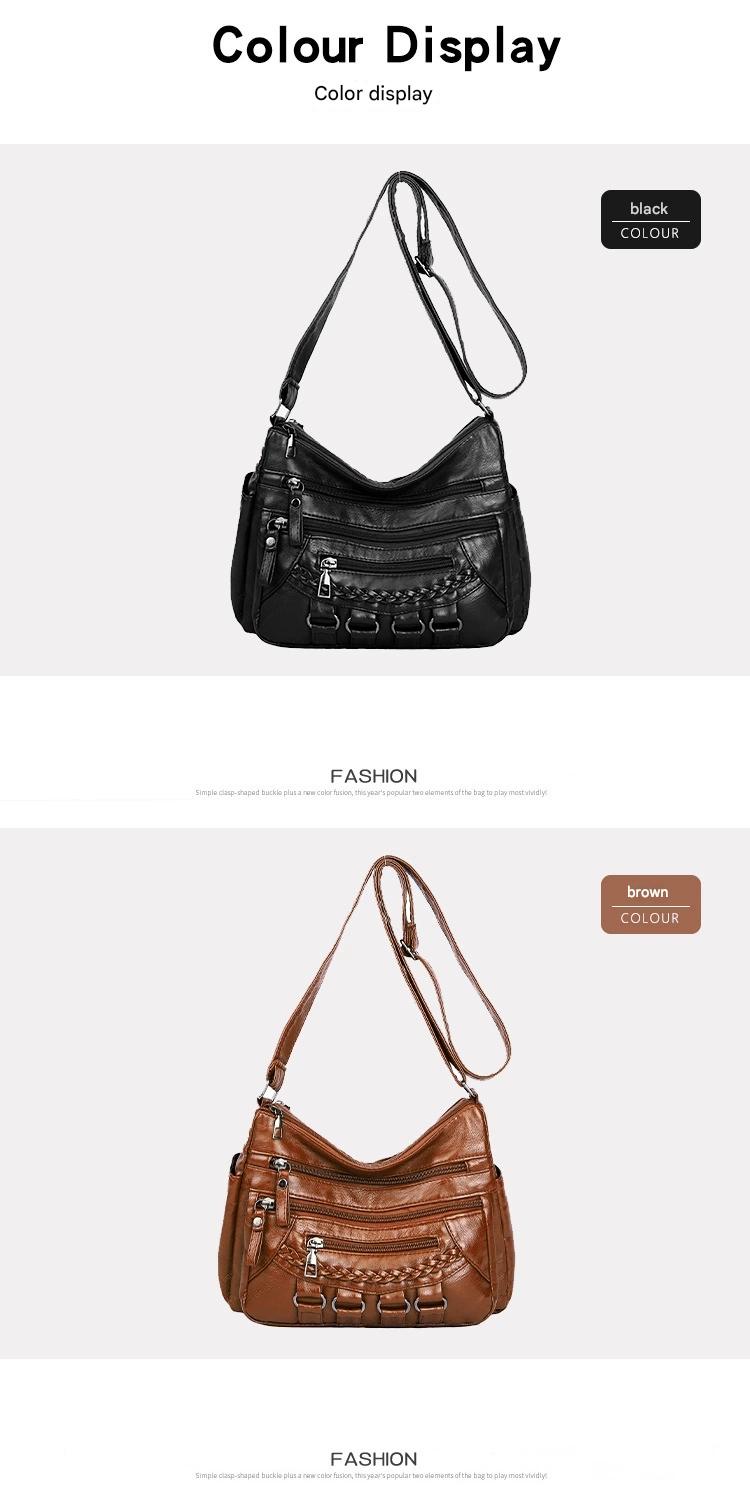 Soft Leather Bag Women's All-match Middle-aged Large Capacity Shoulder Crossbody Bag for Women 8020