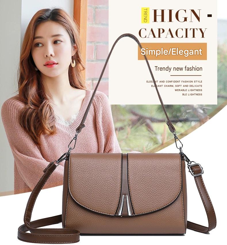 New Large Capacity Fashionable Simple Women's Single Shoulder Bag Soft Leather 851-9839