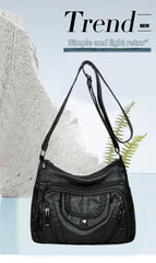 Fashionable Shoulder Bag, Retro Style Soft Leather Mother's Bag, Casual Shopping, Lightweight Crossbody Bag 8023