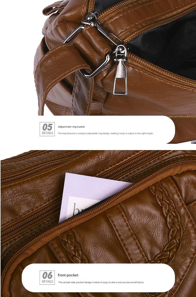 Fashionable Shoulder Bag, Retro Style Soft Leather Mother's Bag, Casual Shopping, Lightweight Crossbody Bag 8023