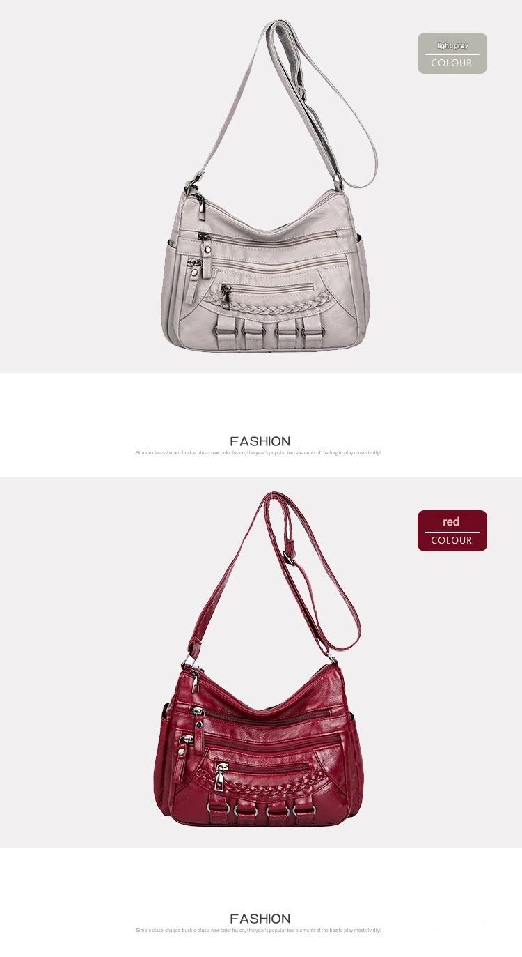 Soft Leather Bag Women's All-match Middle-aged Large Capacity Shoulder Crossbody Bag for Women 8020