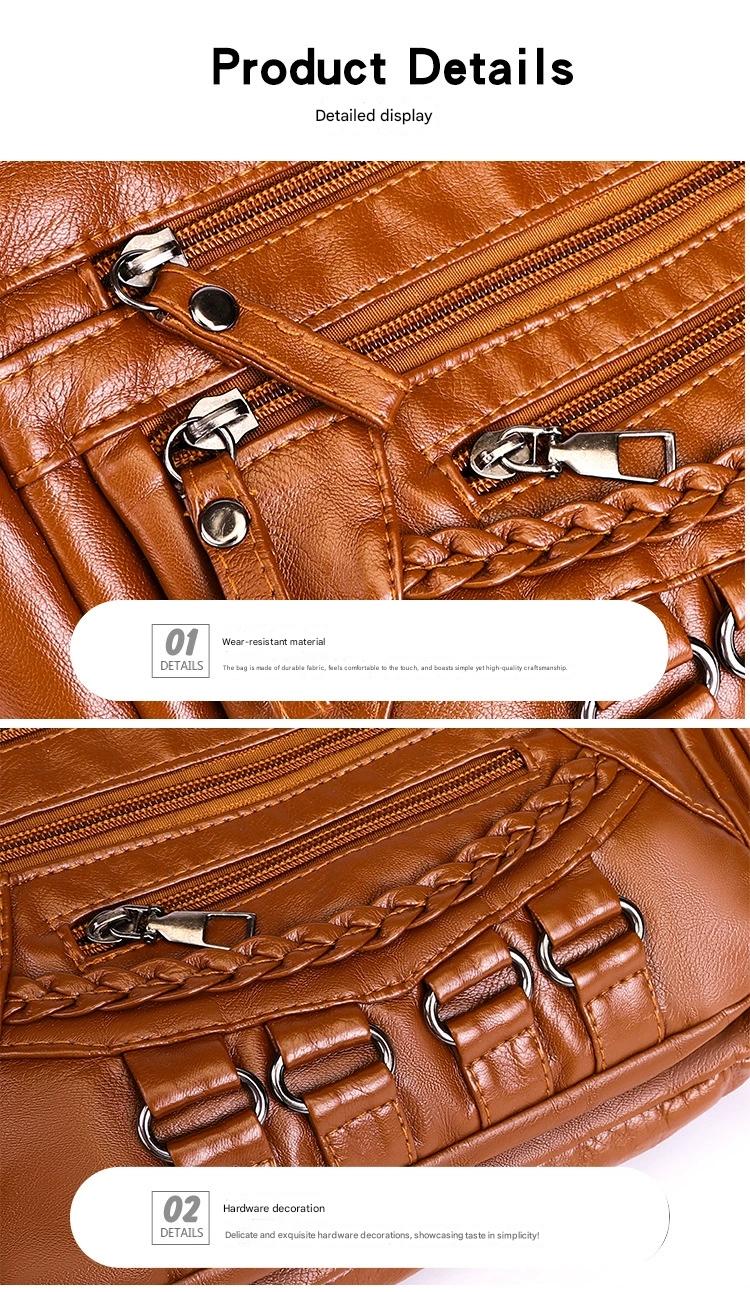 Soft Leather Bag Women's All-match Middle-aged Large Capacity Shoulder Crossbody Bag for Women 8020