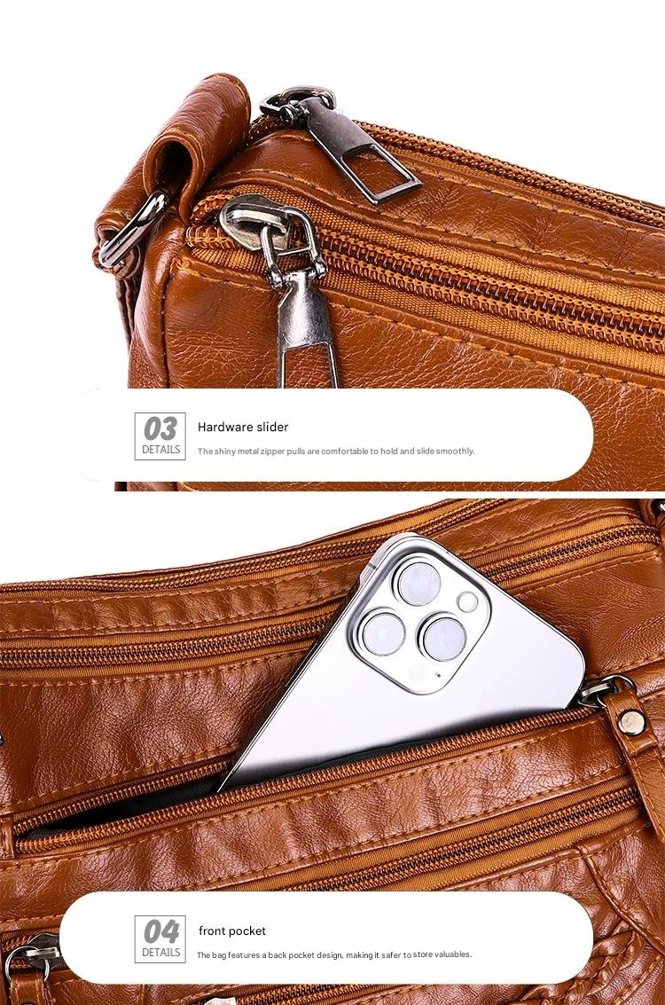 Soft Leather Bag Women's All-match Middle-aged Large Capacity Shoulder Crossbody Bag for Women 8020