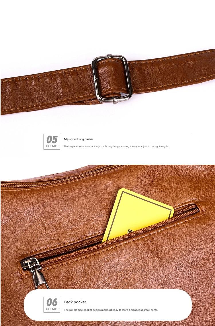 Soft Leather Bag Women's All-match Middle-aged Large Capacity Shoulder Crossbody Bag for Women 8020