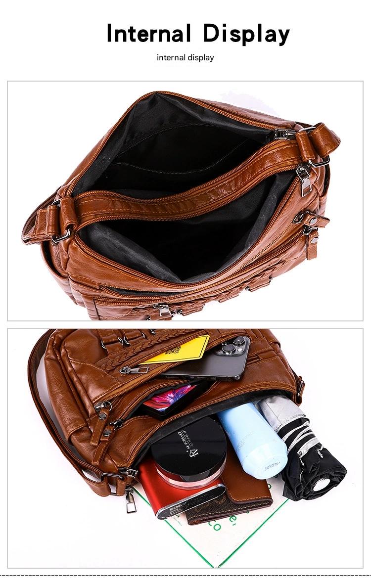 Soft Leather Bag Women's All-match Middle-aged Large Capacity Shoulder Crossbody Bag for Women 8020