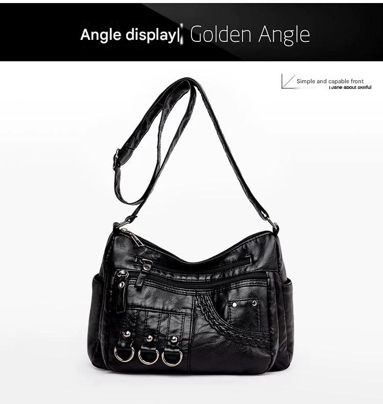 New Fashion Large-Capacity Woven Crossbody Bag, Korean Style, Simple and Elegant, Multi-Compartment, Soft Leather with a High-End Feel 8036