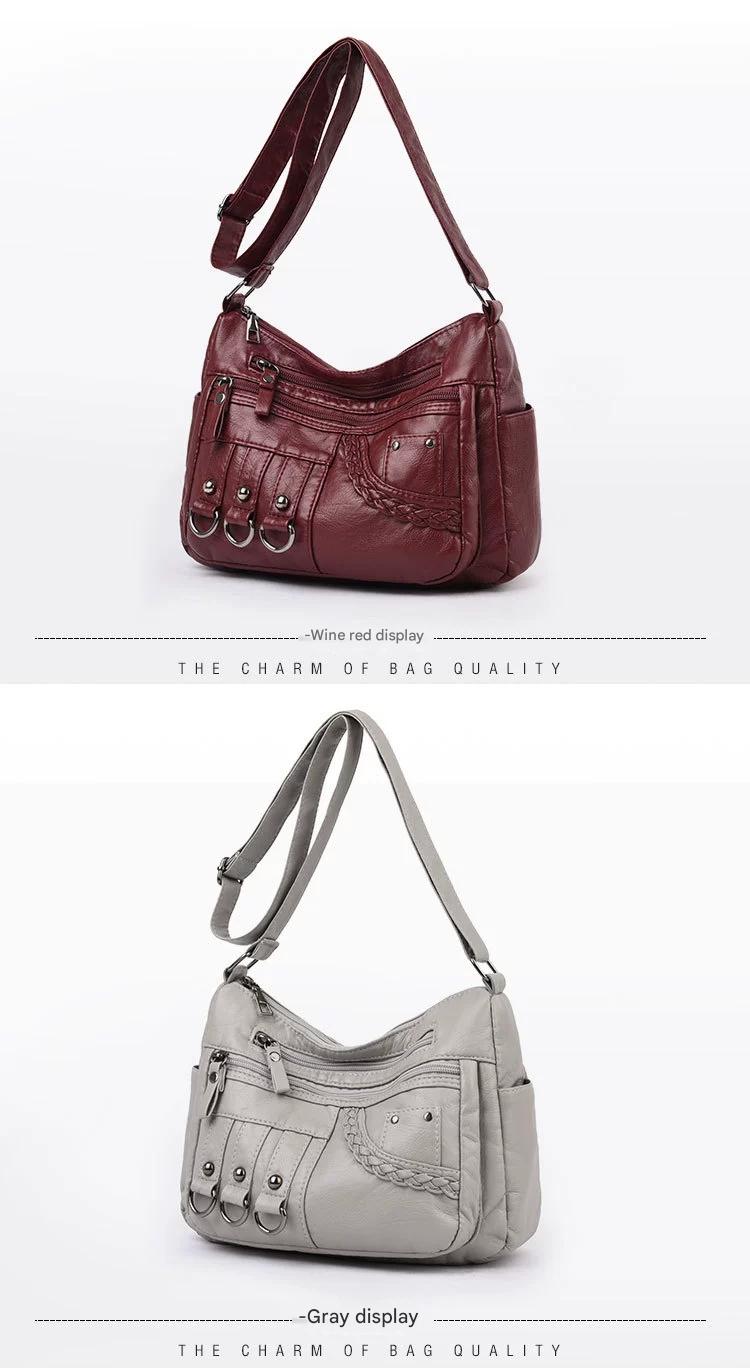 New Fashion Large-Capacity Woven Crossbody Bag, Korean Style, Simple and Elegant, Multi-Compartment, Soft Leather with a High-End Feel 8036