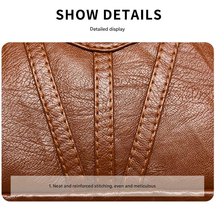 Women's soft leather backpack large capacity fashionable simple multi-layer shoulder crossbody bag 182-5