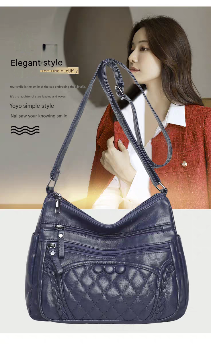 Soft leather women's bag, new style, fashionable and versatile bag, large capacity, trendy shoulder crossbody bag 8028