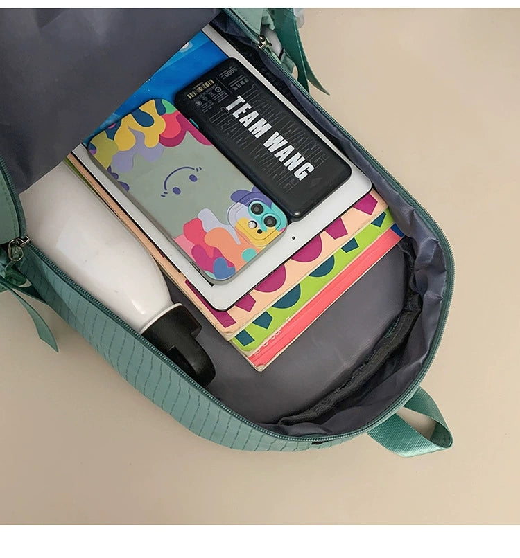 New Korean Style Women's Backpack All-match Two-piece Set Primary School Students' Fashionable Large Capacity ZK426