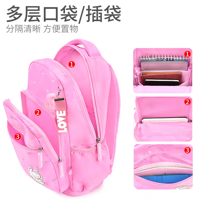 Kids' Hello Kitty Backpack Set - School & Travel Bag for Girls HDKT0086B ( Best For Playgroup to 3rd Class)