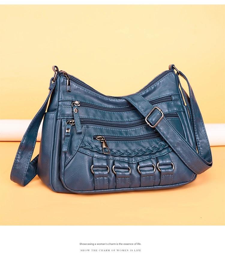 Soft Leather Bag Women's All-match Middle-aged Large Capacity Shoulder Crossbody Bag for Women 8020