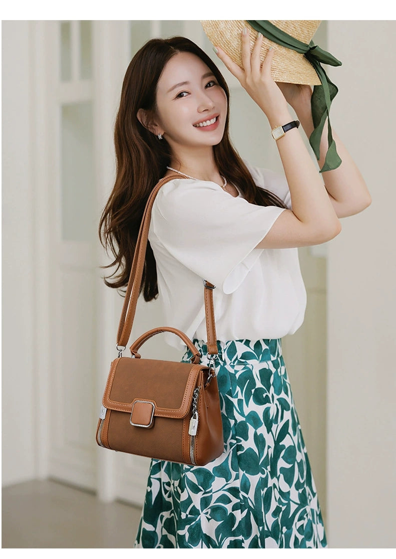 New Trendy Contrasting Soft Leather Crossbody Bag YC-9830