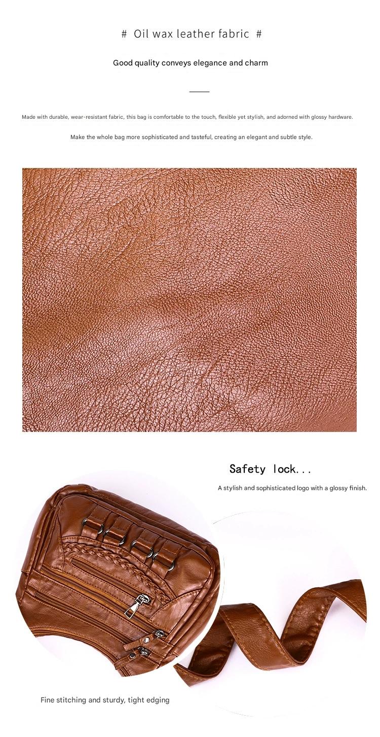 Soft Leather Bag Women's All-match Middle-aged Large Capacity Shoulder Crossbody Bag for Women 8020