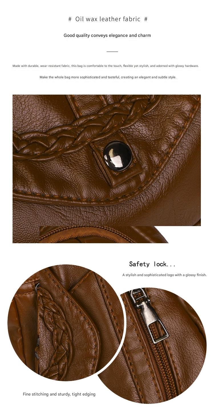 Fashionable Shoulder Bag, Retro Style Soft Leather Mother's Bag, Casual Shopping, Lightweight Crossbody Bag 8023