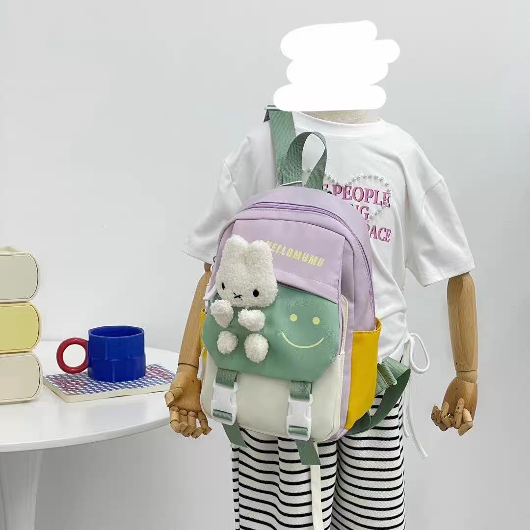 New Children's School Bag with Cute Plush Animal Design, High-Quality Nylon Fabric, Suitable for Boys and Girls ZK414